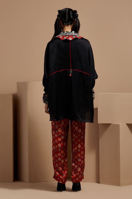 Shop Aseem Kapoor Black Embroidery Collared Mandala Shirt And Trouser Set at Aza Fashions Shop_Aseem Kapoor_Black Embroidery Collared Mandala Shirt And Trouser Set _at_Aza_Fashions