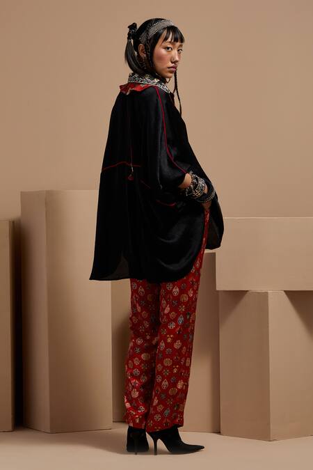 Shop Aseem Kapoor Black Embroidery Collared Mandala Shirt And Trouser Set Online at Aza Fashions Shop_Aseem Kapoor_Black Embroidery Collared Mandala Shirt And Trouser Set _Online_at_Aza_Fashions