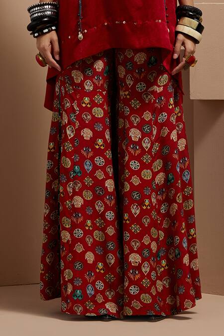 Buy Aseem Kapoor Maroon Crepe Beads Round Neck Resham Embroidered Kurta Set Buy_Aseem Kapoor_Maroon Crepe Beads Round Neck Resham Embroidered Kurta Set