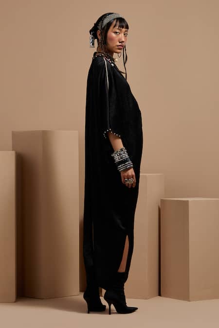 Buy Aseem Kapoor Black Tassels High Neck Vayu Kaftaan Jumpsuit Online at Aza Fashions Buy_Aseem Kapoor_Black Tassels High Neck Vayu Kaftaan Jumpsuit _Online_at_Aza_Fashions