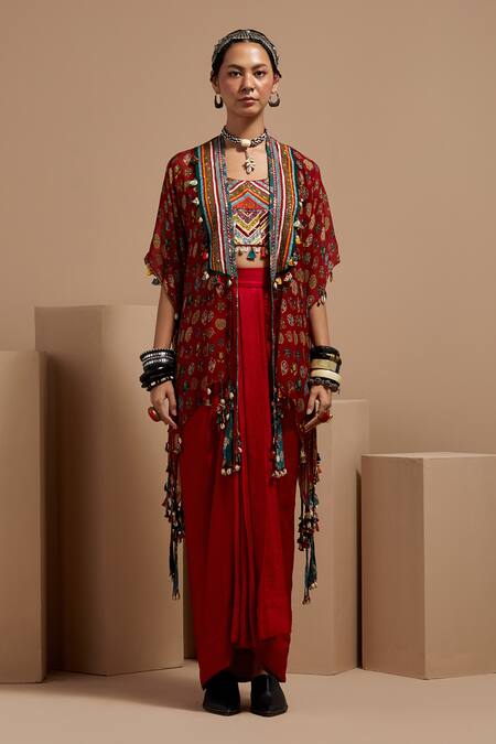 Aseem Kapoor Maroon Cotton, Silk, Satin Sequins, Embroidery Sequence Highlighted Crop Top Online at Aza Fashions Aseem Kapoor_Maroon Cotton, Silk, Satin Sequins, Embroidery Sequence Highlighted Crop Top _Online_at_Aza_Fashions