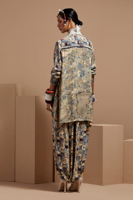 Shop Aseem Kapoor Multi Color Crepe Lace Collared Printed Shirt And Trouser Set at Aza Fashions Shop_Aseem Kapoor_Multi Color Crepe Lace Collared Printed Shirt And Trouser Set _at_Aza_Fashions