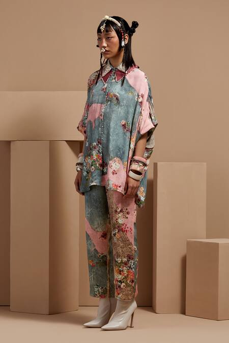 Buy Aseem Kapoor Multi Color Crepe Embroidery Collared Mandala Shirt Online at Aza Fashions Buy_Aseem Kapoor_Multi Color Crepe Embroidery Collared Mandala Shirt _Online_at_Aza_Fashions