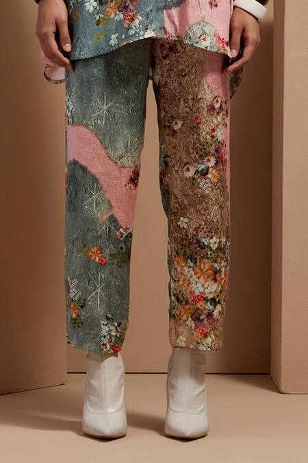 Aseem Kapoor Multi Color Crepe Embroidery Collared Mandala Shirt And Trouser Set Online at Aza Fashions Aseem Kapoor_Multi Color Crepe Embroidery Collared Mandala Shirt And Trouser Set _Online_at_Aza_Fashions