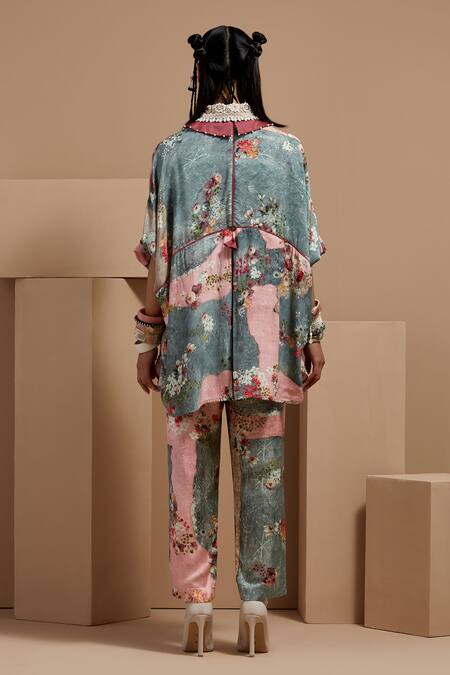 Shop Aseem Kapoor Multi Color Crepe Embroidery Collared Mandala Shirt And Trouser Set at Aza Fashions Shop_Aseem Kapoor_Multi Color Crepe Embroidery Collared Mandala Shirt And Trouser Set _at_Aza_Fashions