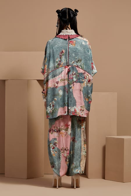 Shop Aseem Kapoor Multi Color Crepe Embroidery Collared Mandala Printed Shirt And Draped Trouser Set at Aza Fashions Shop_Aseem Kapoor_Multi Color Crepe Embroidery Collared Mandala Printed Shirt And Draped Trouser Set _at_Aza_Fashions