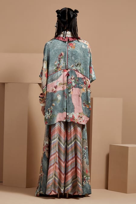 Shop Aseem Kapoor Multi Color Crepe Embroidery Collared Mandala Printed Shirt And Sharara Set at Aza Fashions Shop_Aseem Kapoor_Multi Color Crepe Embroidery Collared Mandala Printed Shirt And Sharara Set _at_Aza_Fashions