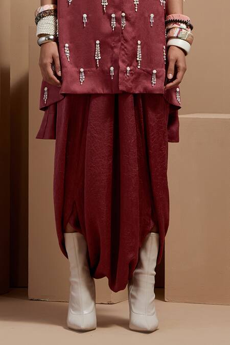 Shop Aseem Kapoor Pink Silk Beads Collared Embroidered Old Rose Shirt Set Online at Aza Fashions Shop_Aseem Kapoor_Pink Silk Beads Collared Embroidered Old Rose Shirt Set _Online_at_Aza_Fashions