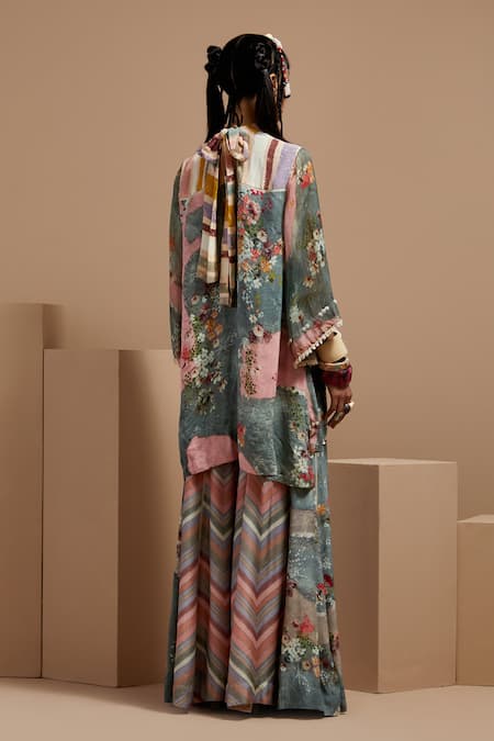 Shop Aseem Kapoor Multi Color Crepe Embroidery Resham Kurta Set at Aza Fashions Shop_Aseem Kapoor_Multi Color Crepe Embroidery Resham Kurta Set _at_Aza_Fashions