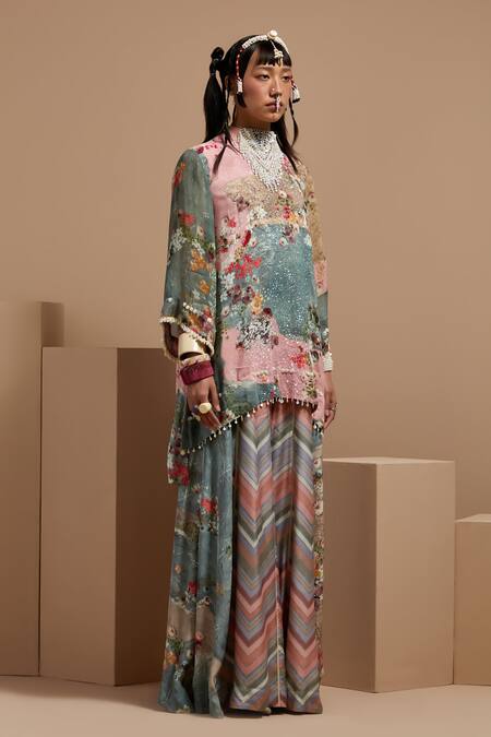 Aseem Kapoor Multi Color Crepe Embroidery Resham Kurta Set Online at Aza Fashions Aseem Kapoor_Multi Color Crepe Embroidery Resham Kurta Set _Online_at_Aza_Fashions