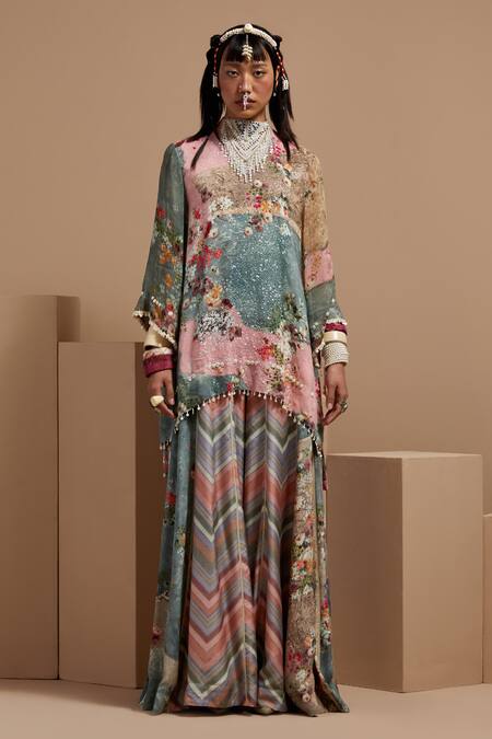 Aseem Kapoor Multi Color Crepe Embroidery Resham Kurta Set at Aza Fashions Aseem Kapoor_Multi Color Crepe Embroidery Resham Kurta Set _at_Aza_Fashions