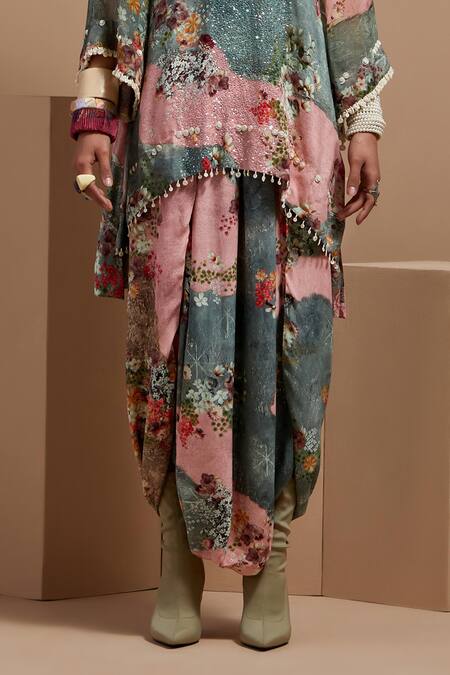 Buy Aseem Kapoor Multi Color Crepe Beads, Tassels Mandarin Collar Resham Embroidered Kurta Set Online at Aza Fashions Buy_Aseem Kapoor_Multi Color Crepe Beads, Tassels Mandarin Collar Resham Embroidered Kurta Set _Online_at_Aza_Fashions