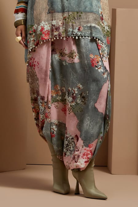 Shop Aseem Kapoor Multi Color Crepe Beads Round Neck Mitra Short Kurta Set Online at Aza Fashions Shop_Aseem Kapoor_Multi Color Crepe Beads Round Neck Mitra Short Kurta Set _Online_at_Aza_Fashions