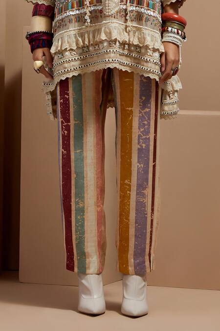 Aseem Kapoor Multi Color Organza, Satin Beads Mandarin Collar Mitra Short Kurta Set at Aza Fashions Aseem Kapoor_Multi Color Organza, Satin Beads Mandarin Collar Mitra Short Kurta Set _at_Aza_Fashions