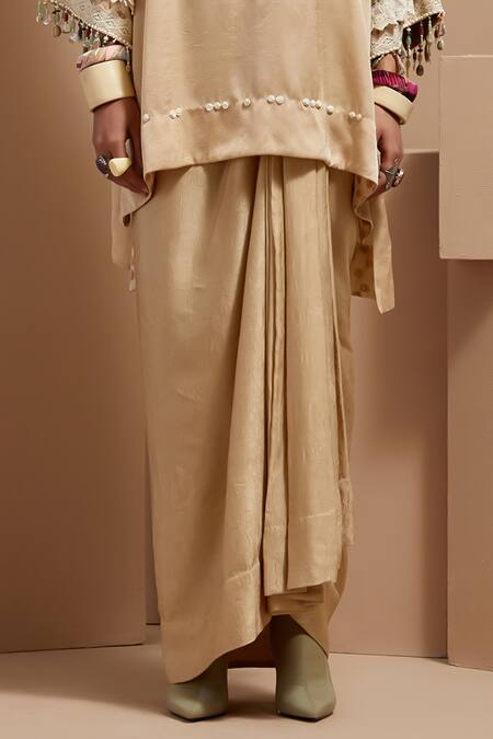 Shop Aseem Kapoor Cream Silk Tassels High Neck Ecru Tribal Kurta Set Online at Aza Fashions Shop_Aseem Kapoor_Cream Silk Tassels High Neck Ecru Tribal Kurta Set _Online_at_Aza_Fashions