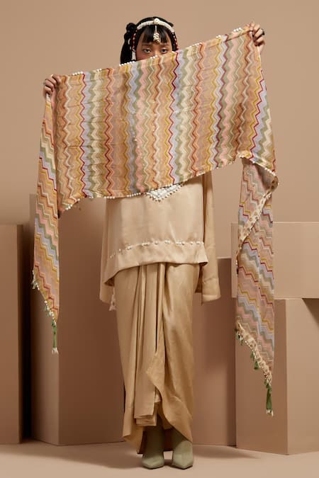 Aseem Kapoor Ecru Tribal Tassel Kurta Set 