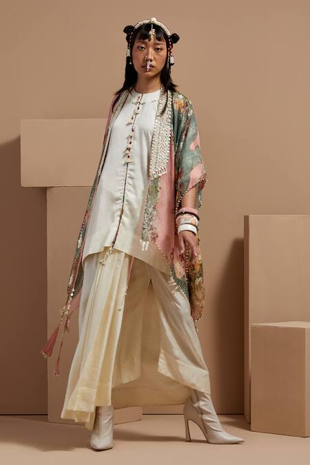 Buy Aseem Kapoor Multi Color Silk Embroidery, Beads, Tassels Open Neck Resham Jacket Online at Aza Fashions Buy_Aseem Kapoor_Multi Color Silk Embroidery, Beads, Tassels Open Neck Resham Jacket _Online_at_Aza_Fashions