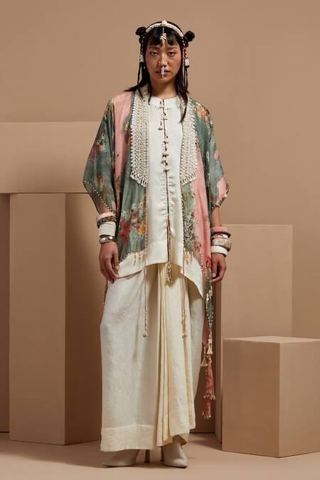 Buy Aseem Kapoor Multi Color Silk Embroidery, Beads, Tassels Open Neck Resham Jacket Buy_Aseem Kapoor_Multi Color Silk Embroidery, Beads, Tassels Open Neck Resham Jacket