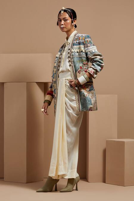 Aseem Kapoor Multi Color Embroidery, Beads Round Neck Open Dhana Jacket Online at Aza Fashions Aseem Kapoor_Multi Color Embroidery, Beads Round Neck Open Dhana Jacket _Online_at_Aza_Fashions