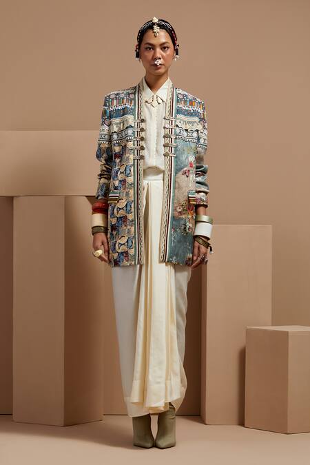 Buy Aseem Kapoor Multi Color Embroidery, Beads Round Neck Open Dhana Jacket Buy_Aseem Kapoor_Multi Color Embroidery, Beads Round Neck Open Dhana Jacket