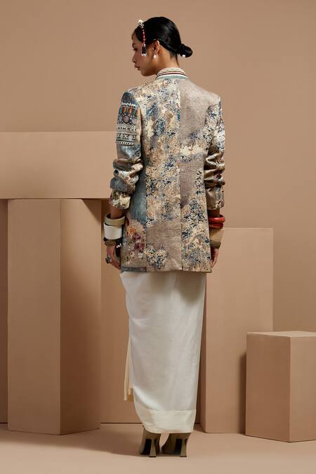 Shop Aseem Kapoor Multi Color Silk Beads Open Neck, Collared Dhana Jacket Set at Aza Fashions Shop_Aseem Kapoor_Multi Color Silk Beads Open Neck, Collared Dhana Jacket Set _at_Aza_Fashions