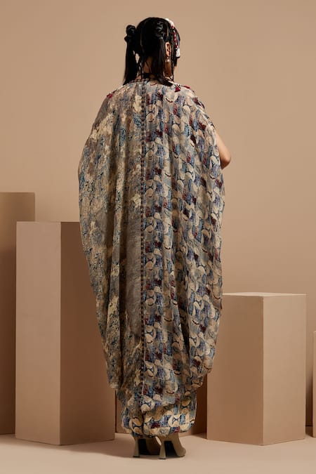 Shop Aseem Kapoor Multi Color Silk, Net, Crepe Beads, Tassels, Embroidery Open Resham Jacket Set at Aza Fashions Shop_Aseem Kapoor_Multi Color Silk, Net, Crepe Beads, Tassels, Embroidery Open Resham Jacket Set _at_Aza_Fashions