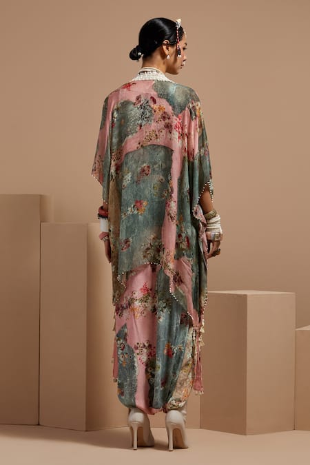 Shop Aseem Kapoor Multi Color Silk, Twill, Crepe Beads, Tassels, Resham Jacket And Trouser Set at Aza Fashions Shop_Aseem Kapoor_Multi Color Silk, Twill, Crepe Beads, Tassels, Resham Jacket And Trouser Set _at_Aza_Fashions