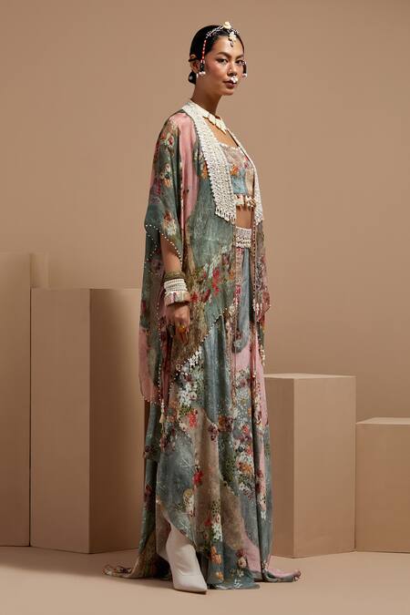 Buy Aseem Kapoor Multi Color Silk, Twill, Crepe Beads, Tassels, Embroidery Resham Jacket Set Online at Aza Fashions Buy_Aseem Kapoor_Multi Color Silk, Twill, Crepe Beads, Tassels, Embroidery Resham Jacket Set _Online_at_Aza_Fashions