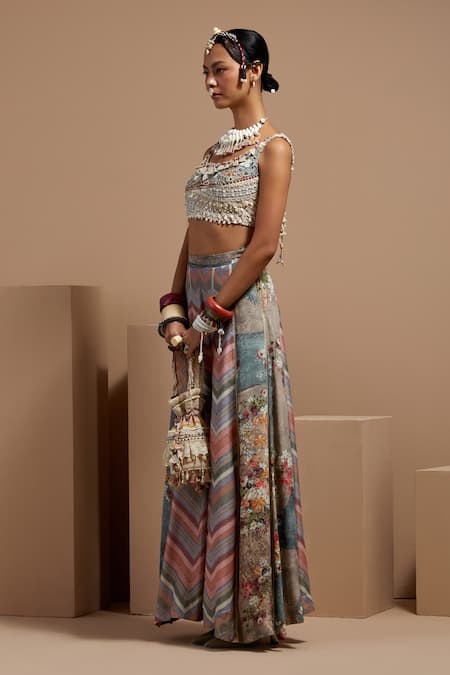 Aseem Kapoor Multi Color Embroidery, Tassels Potli Bag Online at Aza Fashions Aseem Kapoor_Multi Color Embroidery, Tassels Potli Bag _Online_at_Aza_Fashions