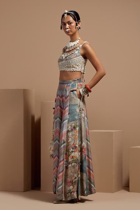 Shop Aseem Kapoor Multi Color Embroidery, Tassels Potli Bag Online at Aza Fashions Shop_Aseem Kapoor_Multi Color Embroidery, Tassels Potli Bag _Online_at_Aza_Fashions