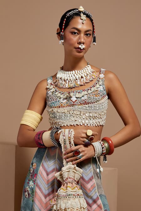 Aseem Kapoor Multi Color Embroidery, Tassels Potli Bag at Aza Fashions Aseem Kapoor_Multi Color Embroidery, Tassels Potli Bag _at_Aza_Fashions