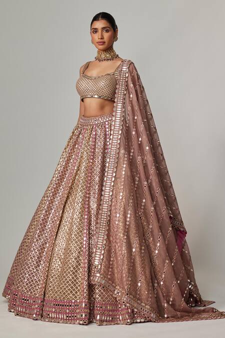 Vvani By Vani Vats Beige Georgette, Organza Gota Patti, Embroidery Deep Metallic Lehenga Set Online at Aza Fashions Vvani By Vani Vats_Beige Georgette, Organza Gota Patti, Embroidery Deep Metallic Lehenga Set _Online_at_Aza_Fashions