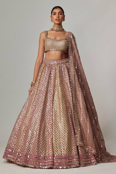 Buy Vvani By Vani Vats Beige Georgette, Organza Gota Patti, Embroidery Deep Metallic Lehenga Set Online at Aza Fashions Buy_Vvani By Vani Vats_Beige Georgette, Organza Gota Patti, Embroidery Deep Metallic Lehenga Set _Online_at_Aza_Fashions