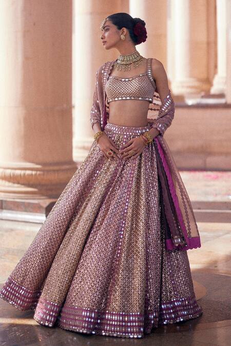 Buy Vvani By Vani Vats Beige Georgette, Organza Gota Patti, Embroidery Deep Metallic Lehenga Set Buy_Vvani By Vani Vats_Beige Georgette, Organza Gota Patti, Embroidery Deep Metallic Lehenga Set