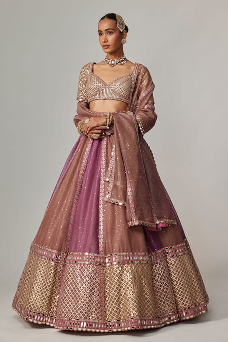 Buy Vvani By Vani Vats Multi Color Organza, Georgette Sequins, Gota Mud Mauve Multicolor Lehenga Set Online at Aza Fashions Buy_Vvani By Vani Vats_Multi Color Organza, Georgette Sequins, Gota Mud Mauve Multicolor Lehenga Set _Online_at_Aza_Fashions
