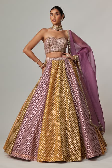 Vvani by Vani Vats Mustard Corset Skirt With Dupatta Set 