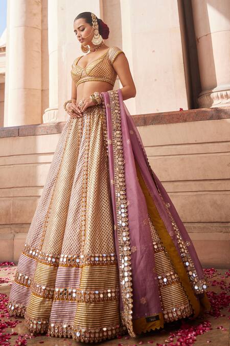 Buy Vvani By Vani Vats Multi Color Georgette, Organza Mustard Multicolor Heavy Metallic Lehenga Set Online at Aza Fashions Buy_Vvani By Vani Vats_Multi Color Georgette, Organza Mustard Multicolor Heavy Metallic Lehenga Set _Online_at_Aza_Fashions