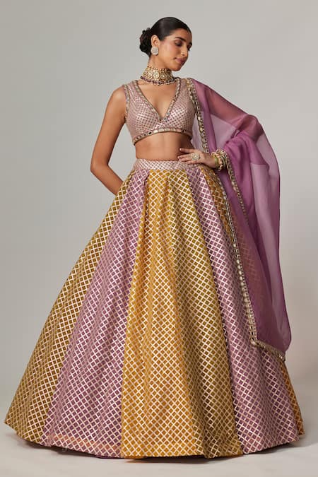 Shop Vvani By Vani Vats Multi Color Georgette, Organza Gota Patti Multicolor Lehenga Set With Dupatta Online at Aza Fashions Shop_Vvani By Vani Vats_Multi Color Georgette, Organza Gota Patti Multicolor Lehenga Set With Dupatta _Online_at_Aza_Fashions