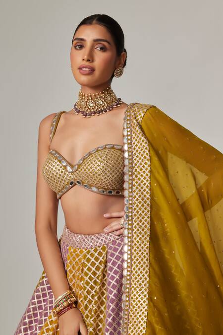 Buy Vvani By Vani Vats Multi Color Georgette, Organza Gota Patti, Multicolor Big Check Lehenga Set Online at Aza Fashions Buy_Vvani By Vani Vats_Multi Color Georgette, Organza Gota Patti, Multicolor Big Check Lehenga Set _Online_at_Aza_Fashions