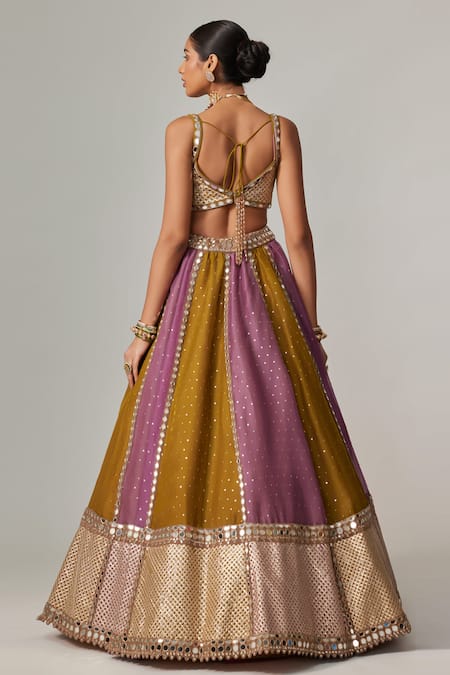 Shop_Vvani By Vani Vats_Multi Color Organza, Georgette Gota Patti, Multicolor Embroidered Lehenga Set _at_Aza_Fashions