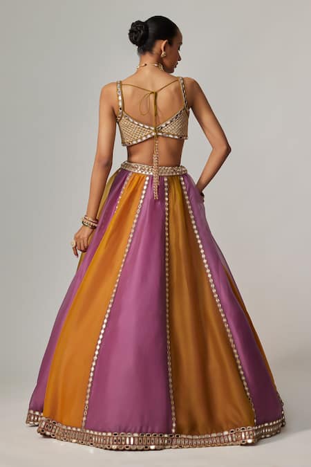 Shop Vvani By Vani Vats Multi Color Organza, Georgette Gota Patti, Mustard Multicolor Lehenga Set at Aza Fashions Shop_Vvani By Vani Vats_Multi Color Organza, Georgette Gota Patti, Mustard Multicolor Lehenga Set _at_Aza_Fashions