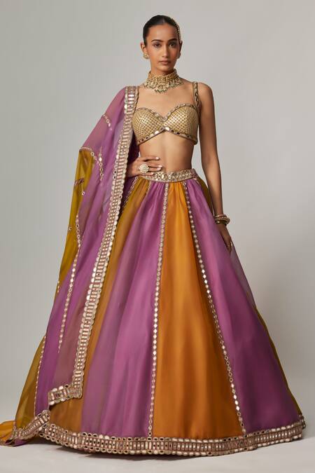 Buy Vvani By Vani Vats Multi Color Organza, Georgette Gota Patti, Mustard Multicolor Lehenga Set Online at Aza Fashions Buy_Vvani By Vani Vats_Multi Color Organza, Georgette Gota Patti, Mustard Multicolor Lehenga Set _Online_at_Aza_Fashions