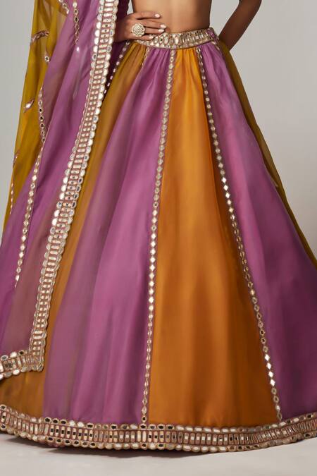 Shop Vvani By Vani Vats Multi Color Organza, Georgette Gota Patti, Mustard Multicolor Lehenga Set Online at Aza Fashions Shop_Vvani By Vani Vats_Multi Color Organza, Georgette Gota Patti, Mustard Multicolor Lehenga Set _Online_at_Aza_Fashions