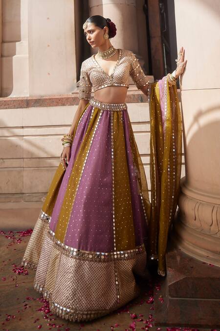 Shop Vvani By Vani Vats Multi Color Organza, Georgette Sequins, Multicolor Embroidered Lehenga Set Online at Aza Fashions Shop_Vvani By Vani Vats_Multi Color Organza, Georgette Sequins, Multicolor Embroidered Lehenga Set _Online_at_Aza_Fashions