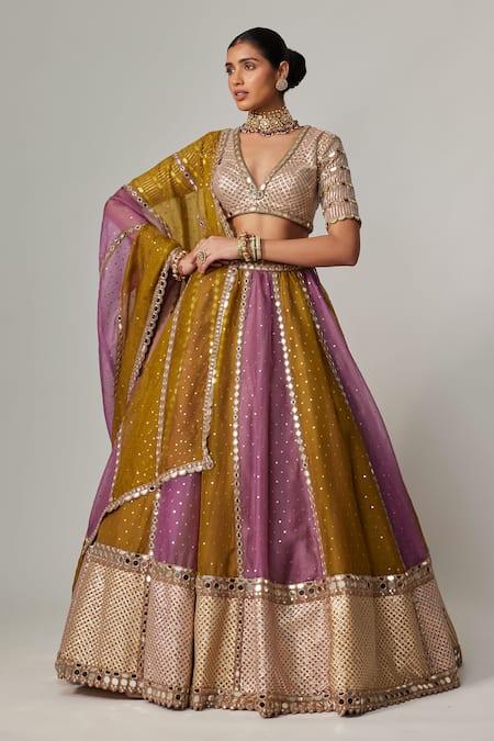 Shop Vvani By Vani Vats Multi Color Organza, Georgette Sequins, Multicolor Embroidered Lehenga Set at Aza Fashions Shop_Vvani By Vani Vats_Multi Color Organza, Georgette Sequins, Multicolor Embroidered Lehenga Set _at_Aza_Fashions