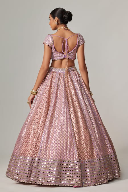 Shop Vvani By Vani Vats Multi Color Georgette, Organza Gota Patti Scoop Neck Multicolor Lehenga Set at Aza Fashions Shop_Vvani By Vani Vats_Multi Color Georgette, Organza Gota Patti Scoop Neck Multicolor Lehenga Set _at_Aza_Fashions