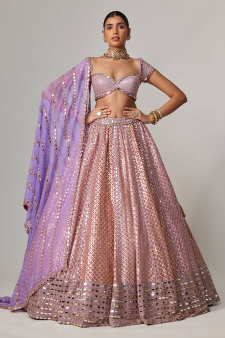 Buy Vvani By Vani Vats Multi Color Georgette, Organza Gota Patti Scoop Neck Multicolor Lehenga Set Buy_Vvani By Vani Vats_Multi Color Georgette, Organza Gota Patti Scoop Neck Multicolor Lehenga Set