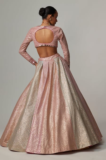 Shop_Vvani By Vani Vats_Multi Color Georgette, Organza Gota Multicolor Lehenga Set With Aqua Dupatta _at_Aza_Fashions