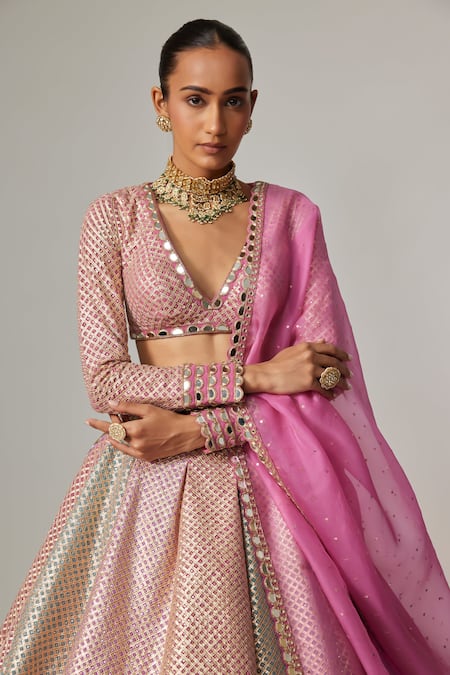 Vvani By Vani Vats Multi Color Georgette, Organza Gota Patti, Dark Blush Multicolor Lehenga Set Online at Aza Fashions Vvani By Vani Vats_Multi Color Georgette, Organza Gota Patti, Dark Blush Multicolor Lehenga Set _Online_at_Aza_Fashions