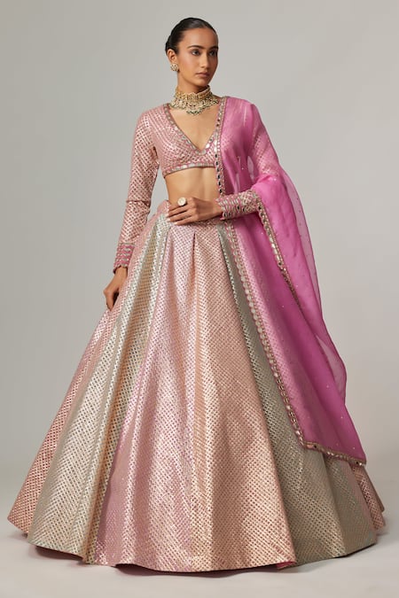 Shop Vvani By Vani Vats Multi Color Georgette, Organza Gota Patti, Dark Blush Multicolor Lehenga Set at Aza Fashions Shop_Vvani By Vani Vats_Multi Color Georgette, Organza Gota Patti, Dark Blush Multicolor Lehenga Set _at_Aza_Fashions